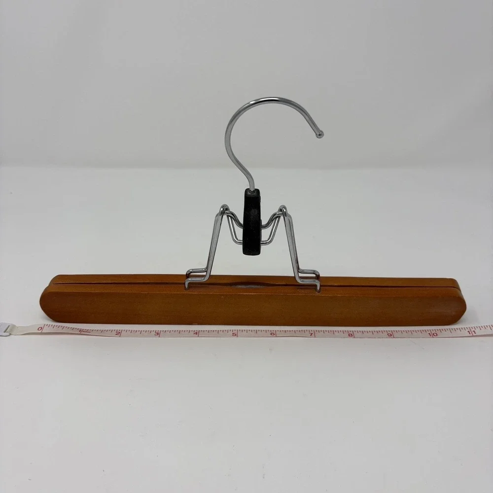 29 Pack Wooden Pants Skirt Clamp Hangers with Non Slip Felt Walnut Wood Color
